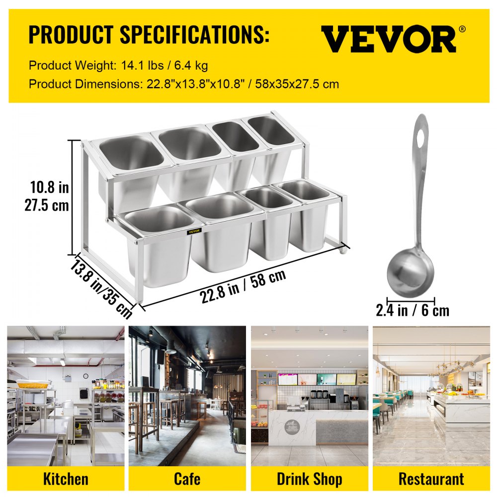 A-809 - Expandable 2-Tier Stainless Steel Spice Rack, 13.8" to 23.6"
