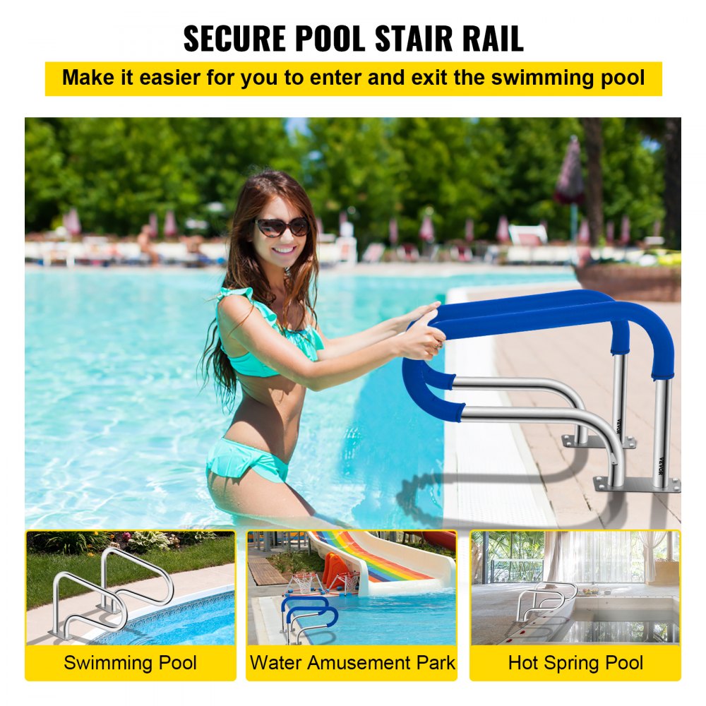VV-YCFS-3W 32X23YC - Sturdy 32" Stainless Steel Pool Handrail with Skid-Proof Grip