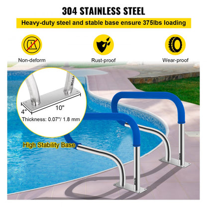 VV-YCFS-3W 32X23YC - Sturdy 32" Stainless Steel Pool Handrail with Skid-Proof Grip