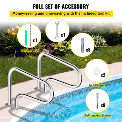 VV-YCFS-3W 32X23YC - Sturdy 32" Stainless Steel Pool Handrail with Skid-Proof Grip