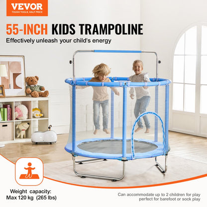 TX-B7110-55in - Adjustable 55" Kids Trampoline with Safety Net for Indoor/Outdoor Fun