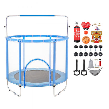 TX-B7110-55in - Adjustable 55" Kids Trampoline with Safety Net for Indoor/Outdoor Fun