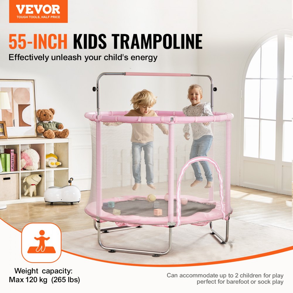 TX-B7110-55in - 55" Kids Trampoline with Safety Net & Adjustable Heights