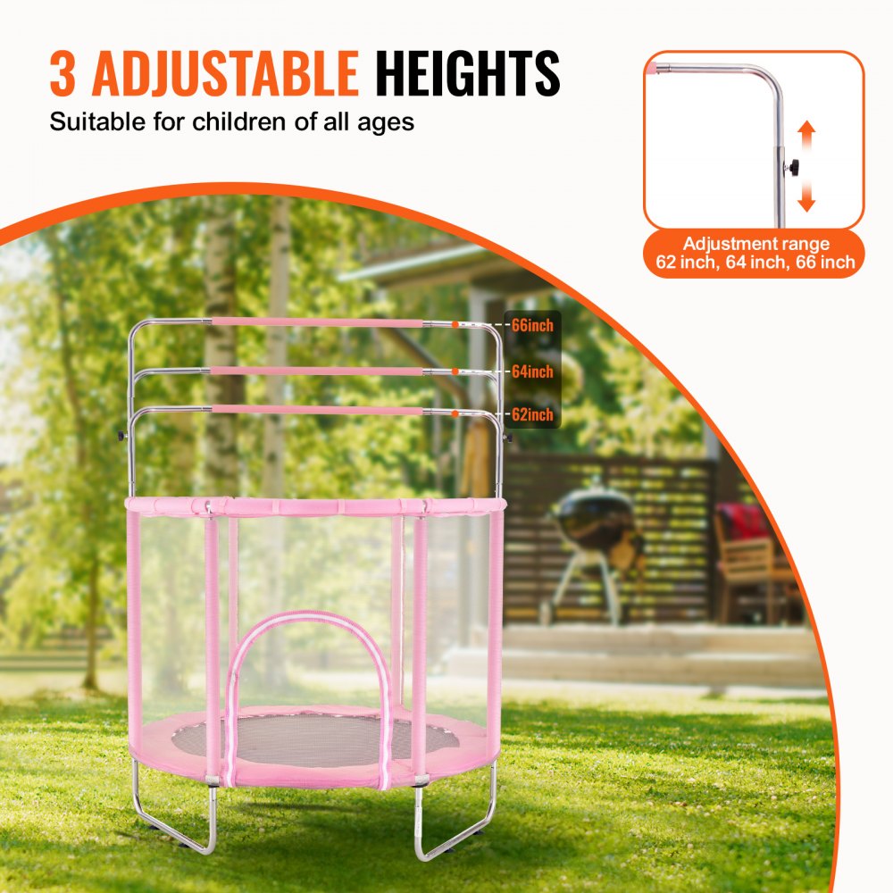 TX-B7110-55in - 55" Kids Trampoline with Safety Net & Adjustable Heights
