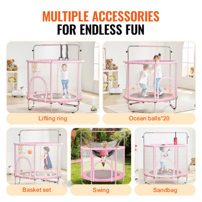 TX-B7110-55in - 55" Kids Trampoline with Safety Net & Adjustable Heights