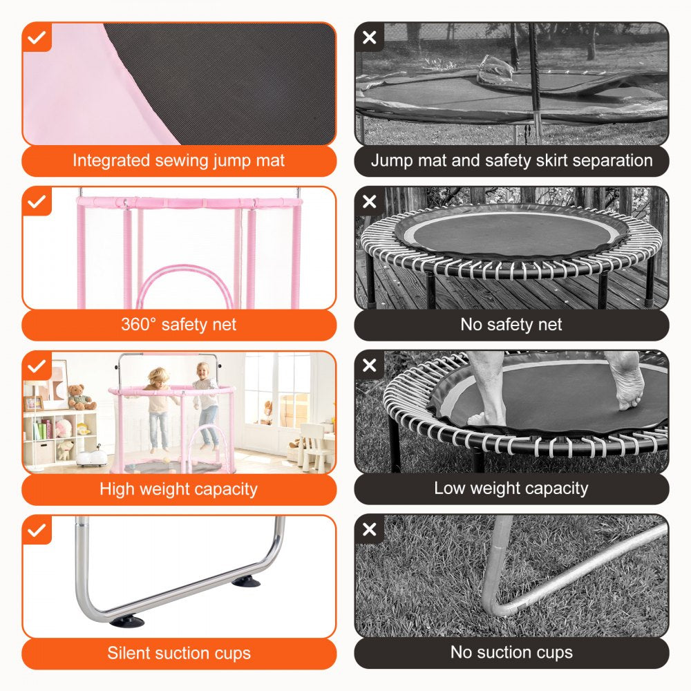 TX-B7110-55in - 55" Kids Trampoline with Safety Net & Adjustable Heights