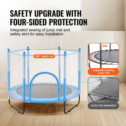 TX-B7110-60in - 60" Kids Trampoline with Safety Net & Fun Accessories