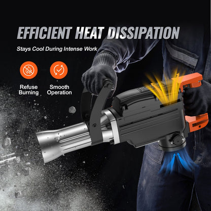 JH-65A - 2200W Heavy-Duty Jack Hammer for Concrete & Stone Demolition