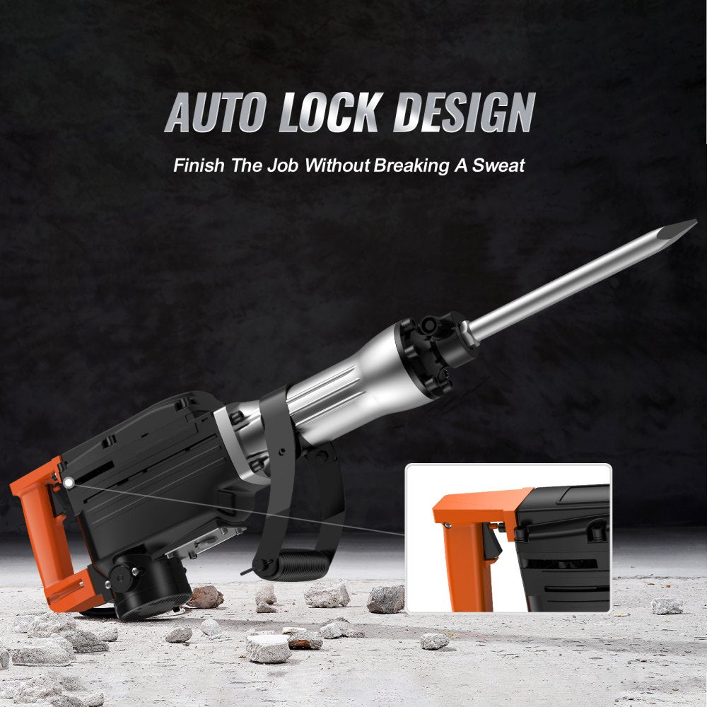 JH-65A - 2200W Heavy-Duty Jack Hammer for Concrete & Stone Demolition