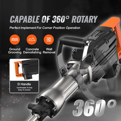 JH-65A - 2200W Heavy-Duty Jack Hammer for Concrete & Stone Demolition