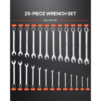 L0025B - 25-Piece Metric Wrench Set 6mm to 32mm, Ergonomic Design