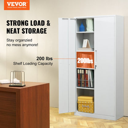 010477196039 - 31.5" Wide Steel Storage Cabinet with Adjustable Shelves & Locking Doors