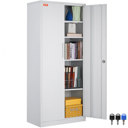 010477196039 - 31.5" Wide Steel Storage Cabinet with Adjustable Shelves & Locking Doors