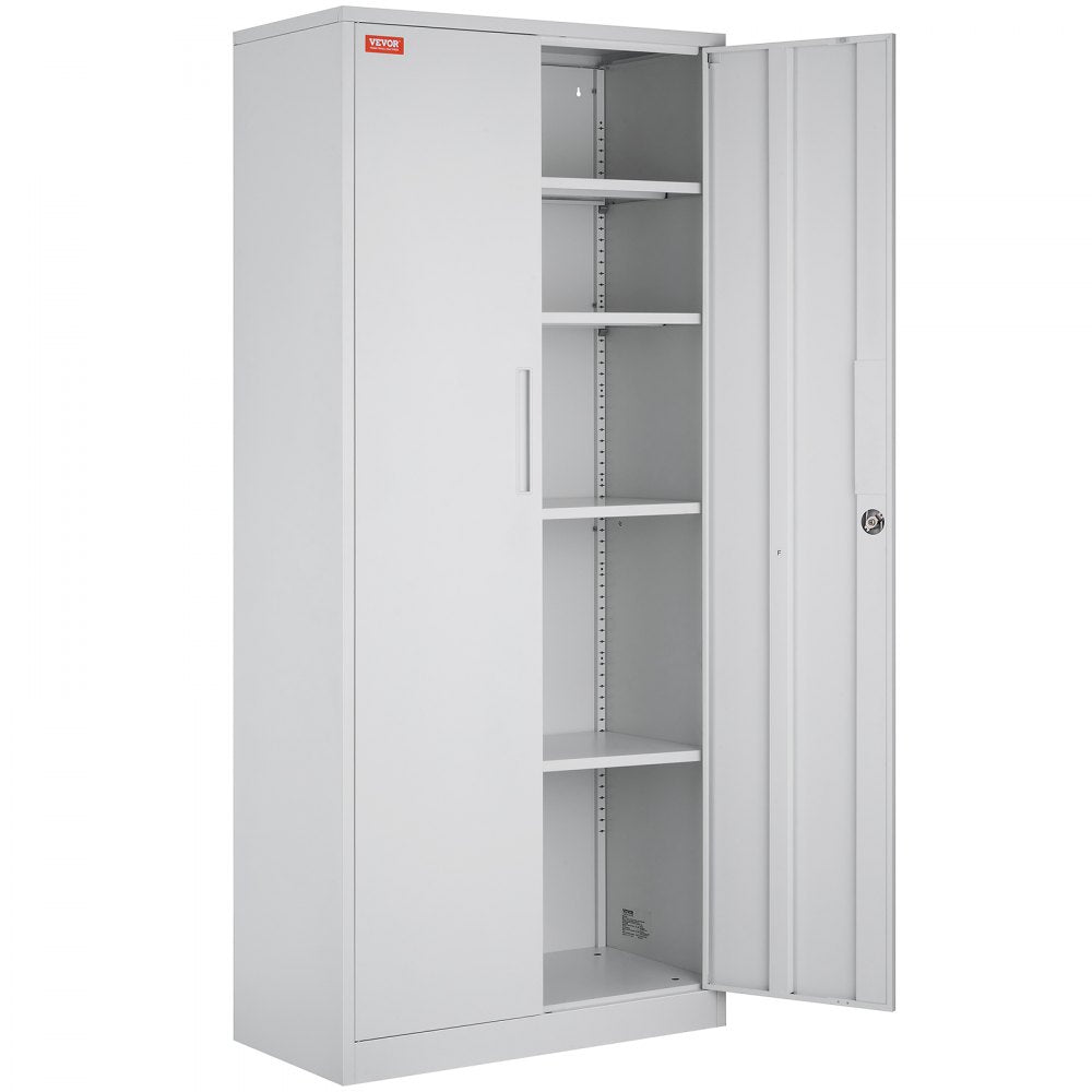 010477196039 - 31.5" Wide Steel Storage Cabinet with Adjustable Shelves & Locking Doors