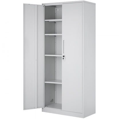 010477196039 - 31.5" Wide Steel Storage Cabinet with Adjustable Shelves & Locking Doors