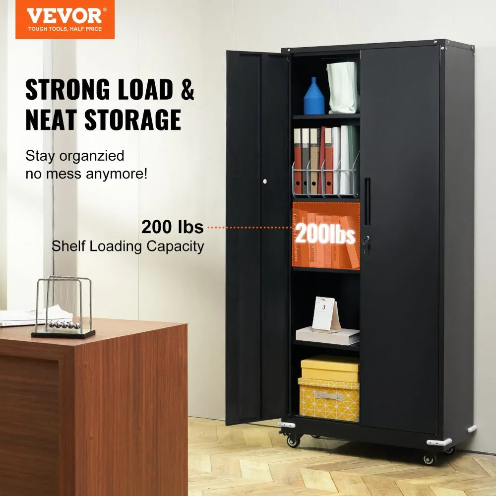 010830226357 - Premium Steel Locking Storage Cabinet with Adjustable Shelves