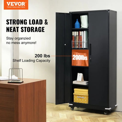 010830226357 - Premium Steel Locking Storage Cabinet with Adjustable Shelves