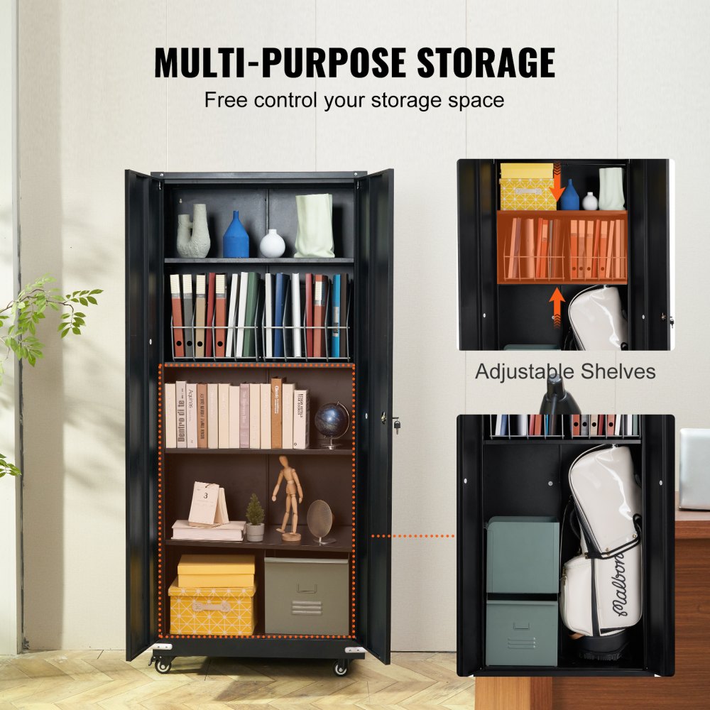 010830226357 - Premium Steel Locking Storage Cabinet with Adjustable Shelves