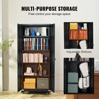 010830226357 - Premium Steel Locking Storage Cabinet with Adjustable Shelves