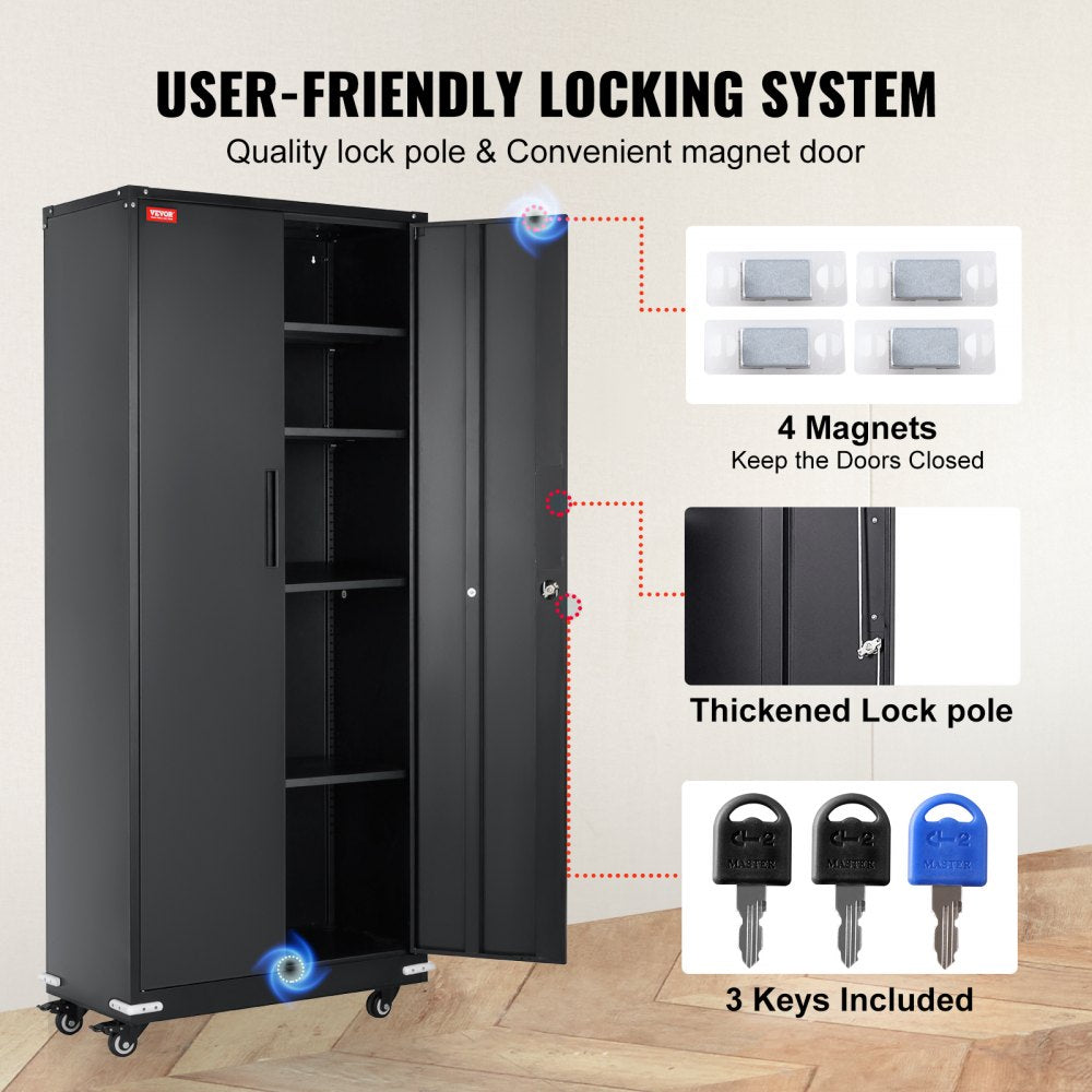010830226357 - Premium Steel Locking Storage Cabinet with Adjustable Shelves