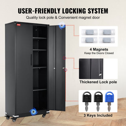 010830226357 - Premium Steel Locking Storage Cabinet with Adjustable Shelves