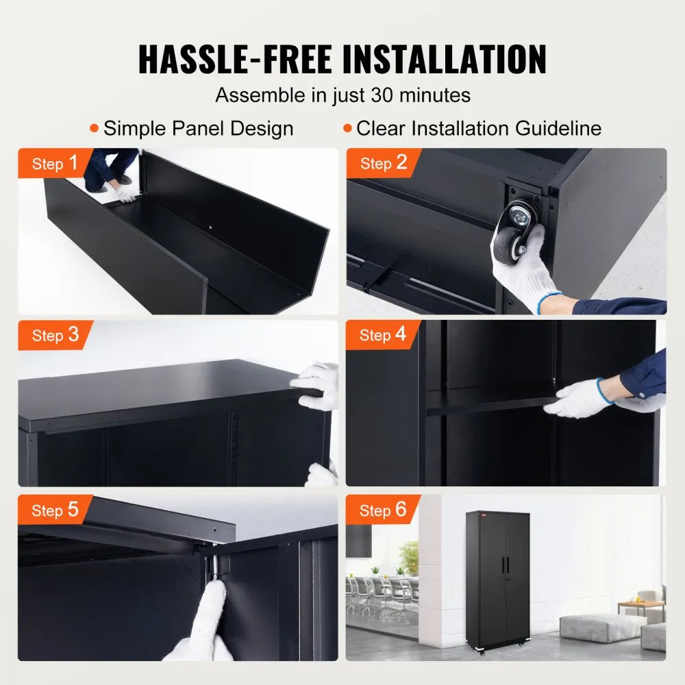 010830226357 - Premium Steel Locking Storage Cabinet with Adjustable Shelves