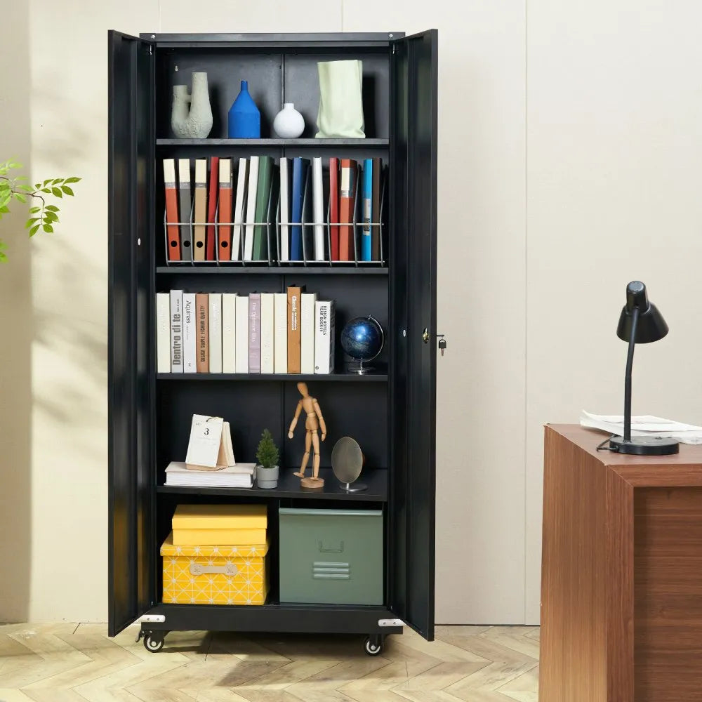 010830226357 - Premium Steel Locking Storage Cabinet with Adjustable Shelves