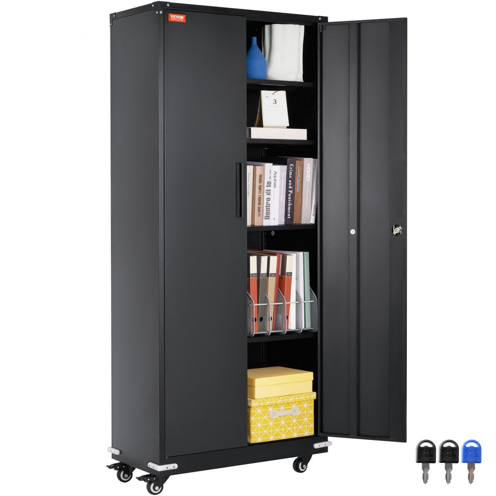 010830226357 - Premium Steel Locking Storage Cabinet with Adjustable Shelves