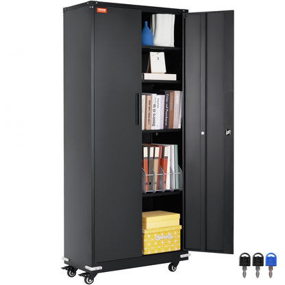 010830226357 - Premium Steel Locking Storage Cabinet with Adjustable Shelves
