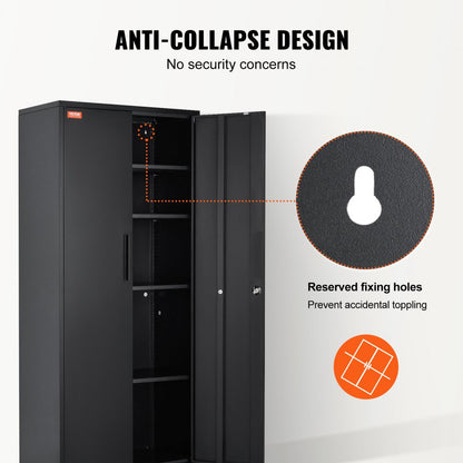 010253256136 - 71'' Steel Storage Cabinet with 4 Adjustable Shelves & Locking Doors