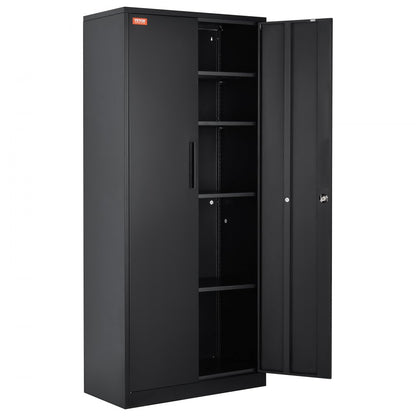 010253256136 - 71'' Steel Storage Cabinet with 4 Adjustable Shelves & Locking Doors
