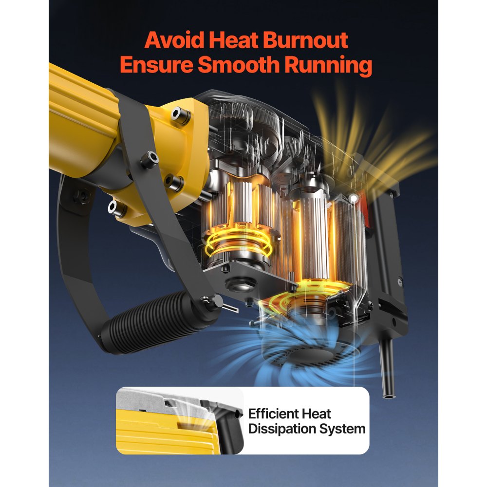 JH-65A - 2200W Jack Hammer with 4 Chisels & 1350 BPM Impact