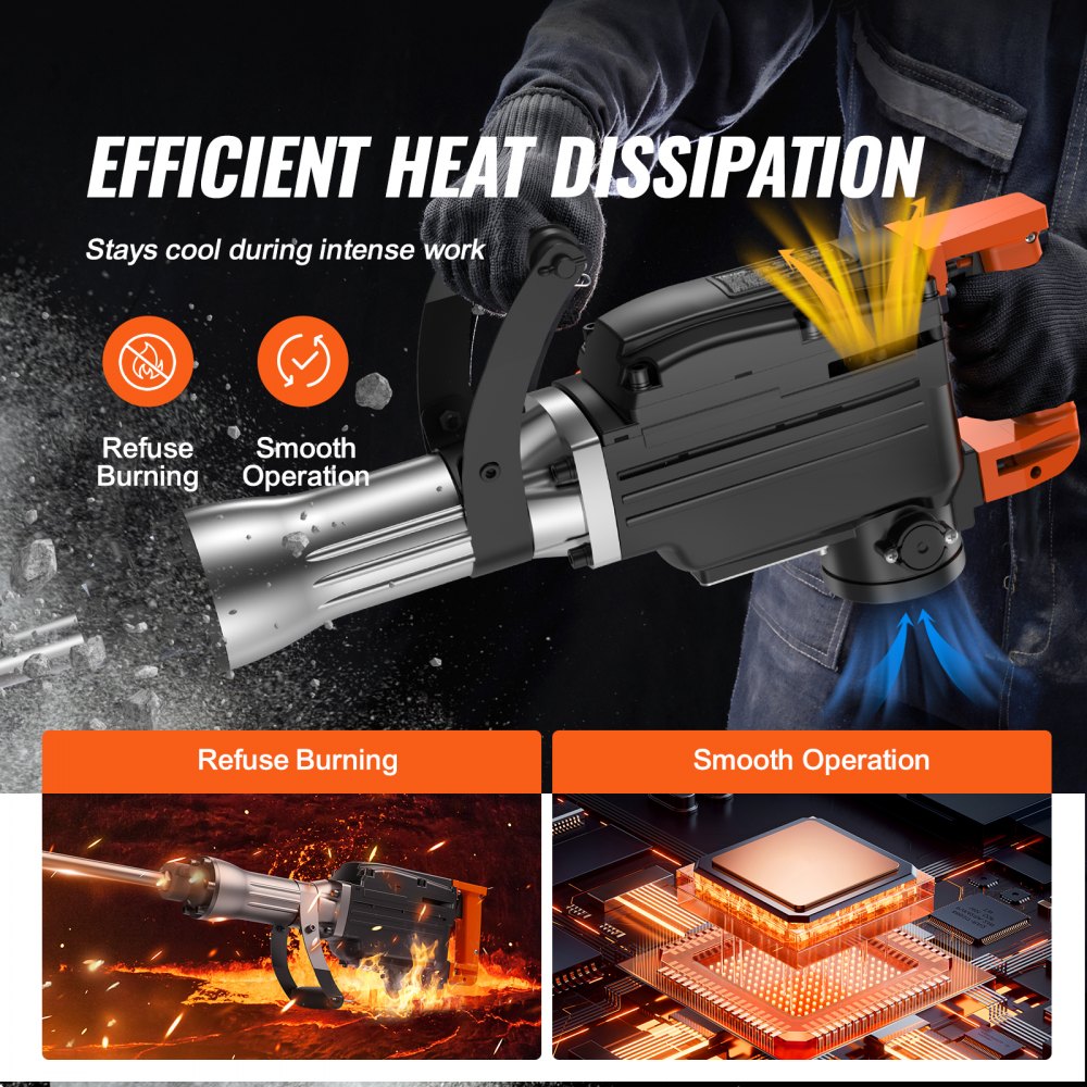 JH-65 - 2200W VEVOR Demolition Jack Hammer for Concrete & Brick