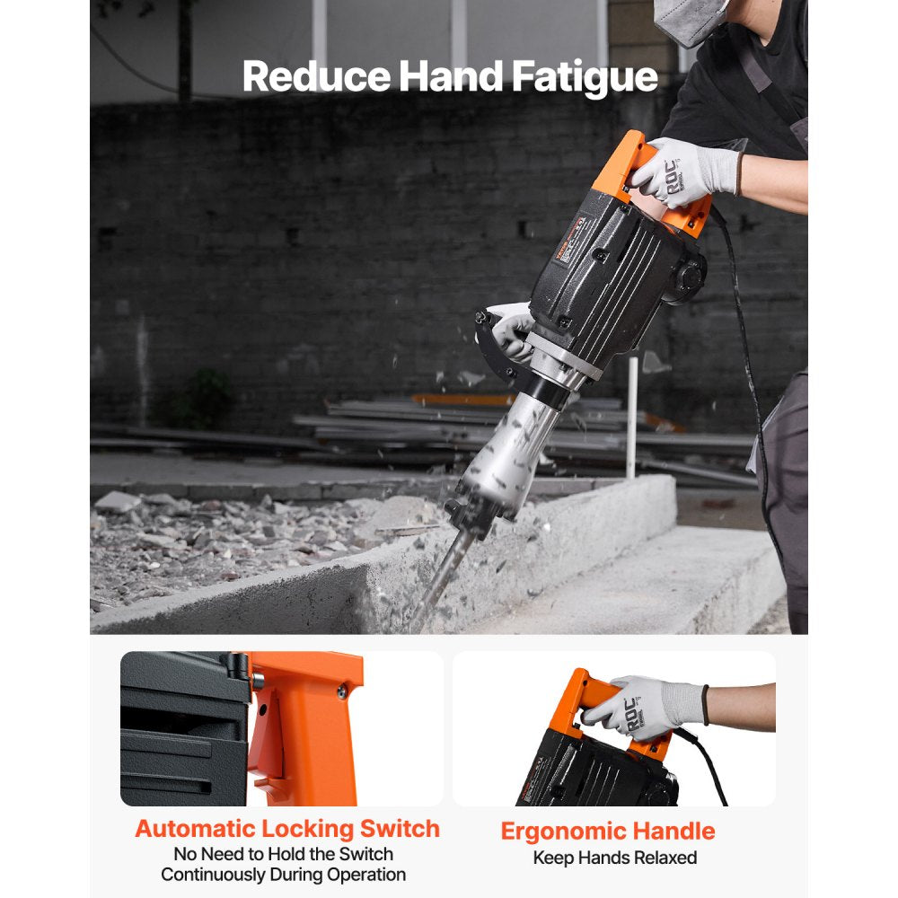 JH-65A - 2200W Heavy-Duty Electric Jackhammer for Concrete & Demolition