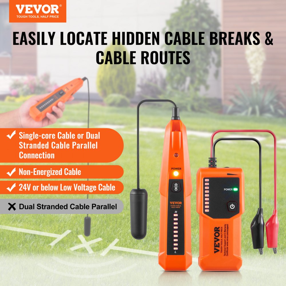 EM2423 - 3FT Deep Detection Underground Cable Locator, 1000FT Range