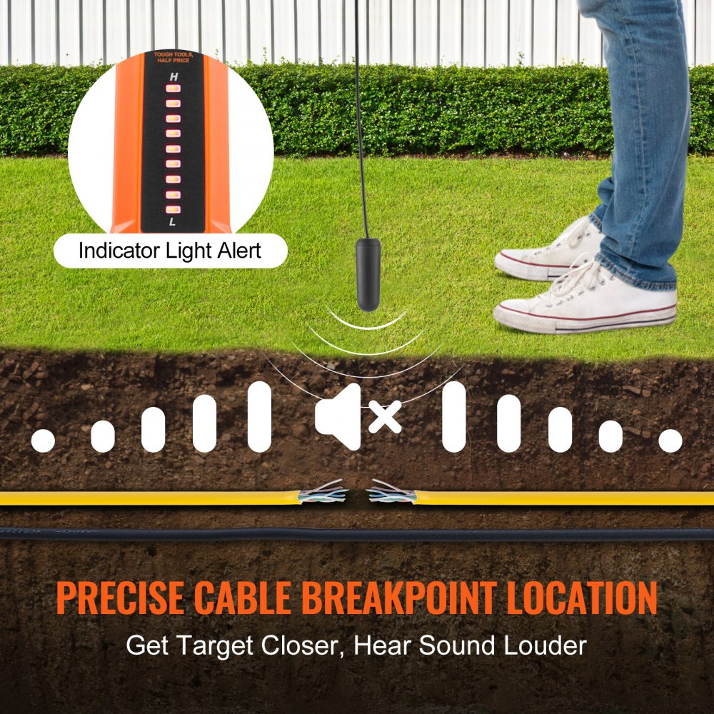 EM2423 - 3FT Deep Detection Underground Cable Locator, 1000FT Range