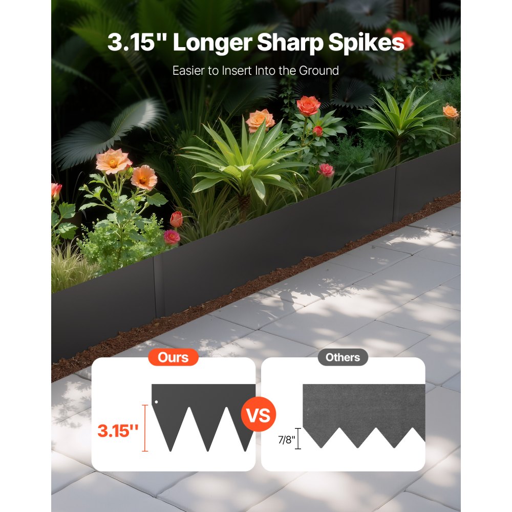 ZY-40X6-3Black - Galvanized Steel Garden Edging 40 x 6 in Rust-Resistant