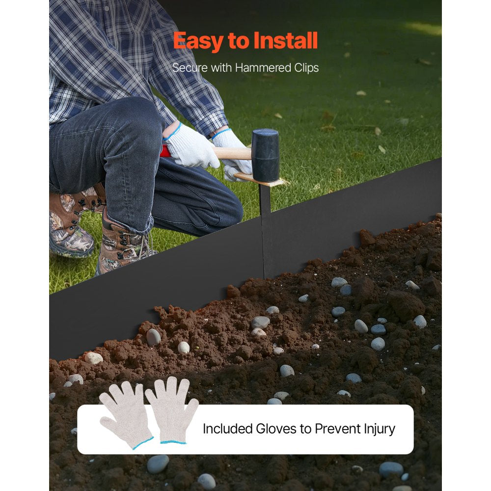 ZY-40X12-4Black - 40" Metal Landscape Edging, Rust-Resistant and Flexible