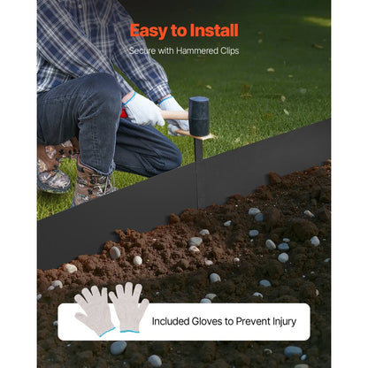 ZY-40X12-4Black - 40" Metal Landscape Edging, Rust-Resistant and Flexible