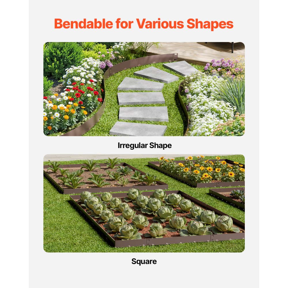 ZY-39X4-5Brown - 5-Piece Galvanized Steel Flexible Landscape Edging Set