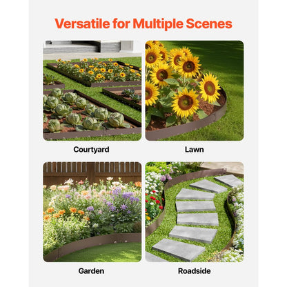 ZY-39X4-5Brown - 5-Piece Galvanized Steel Flexible Landscape Edging Set