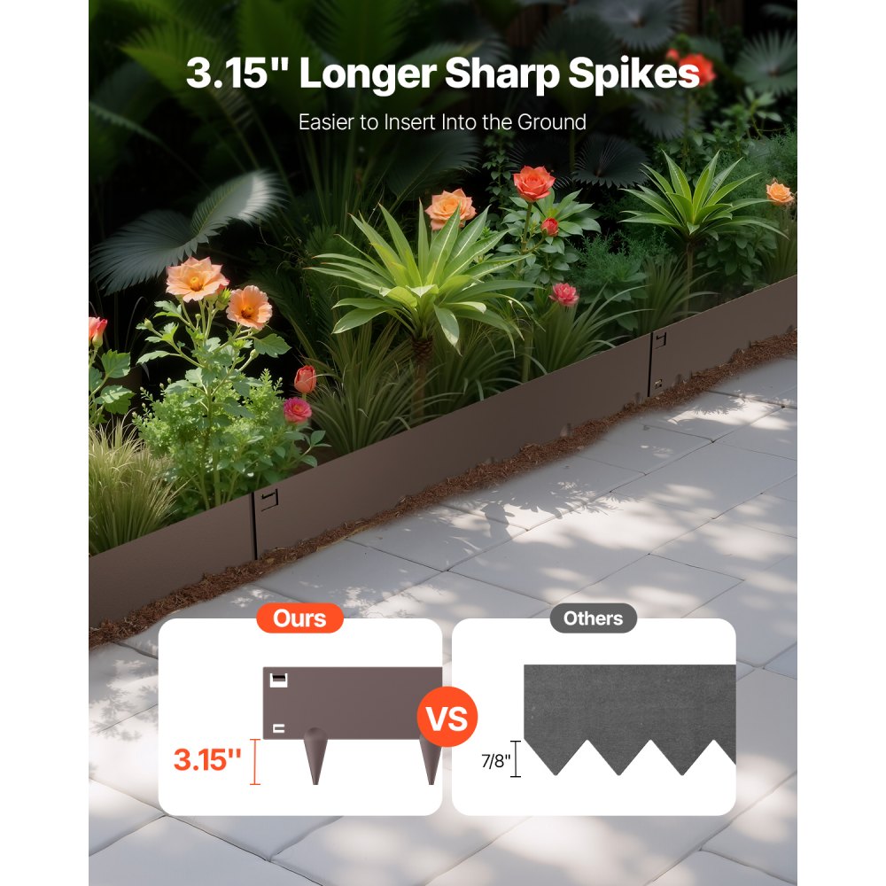 ZY-39X5-5Brown - Flexible Galvanized Steel Landscape Edging for Garden Borders