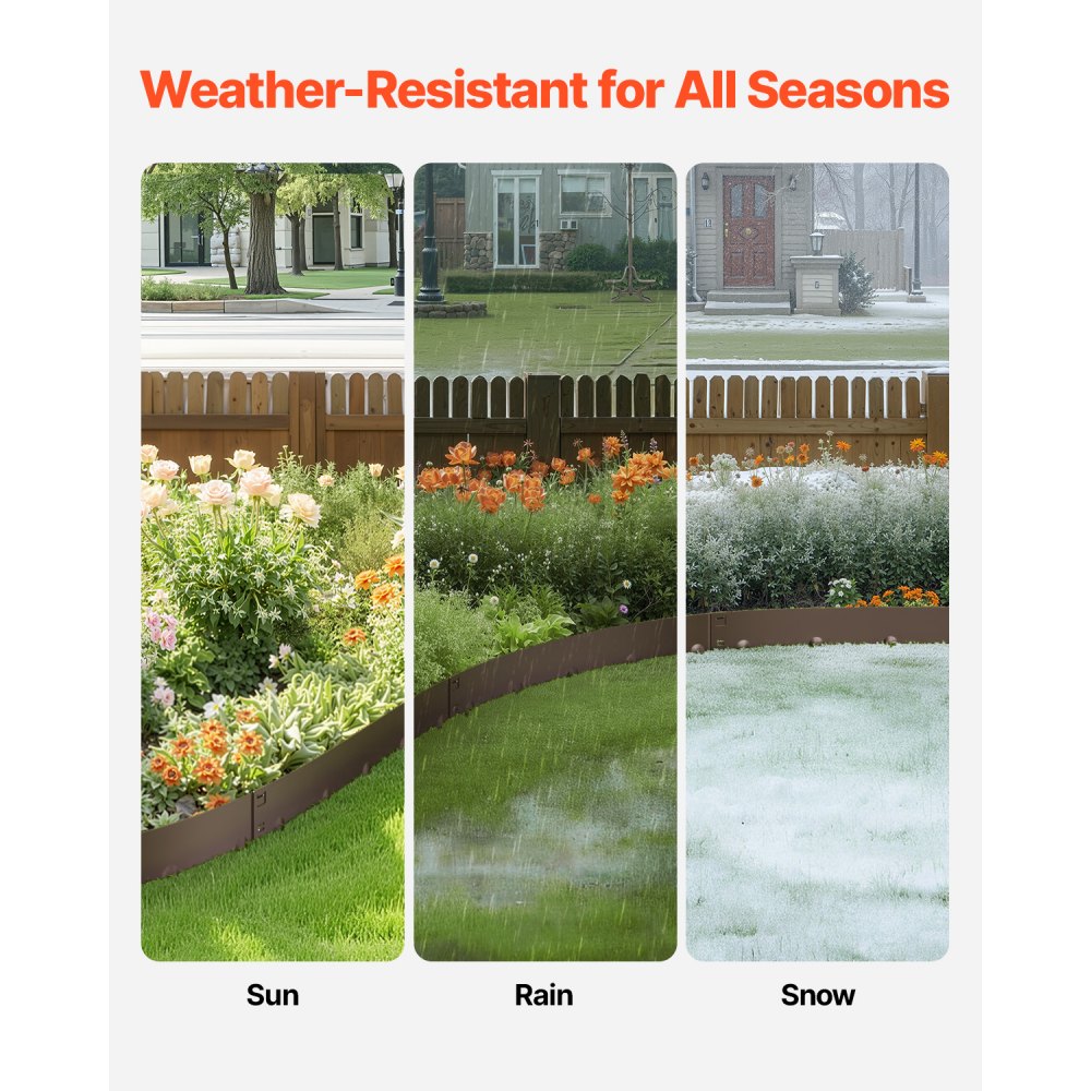 ZY-39X5-5Brown - Flexible Galvanized Steel Landscape Edging for Garden Borders