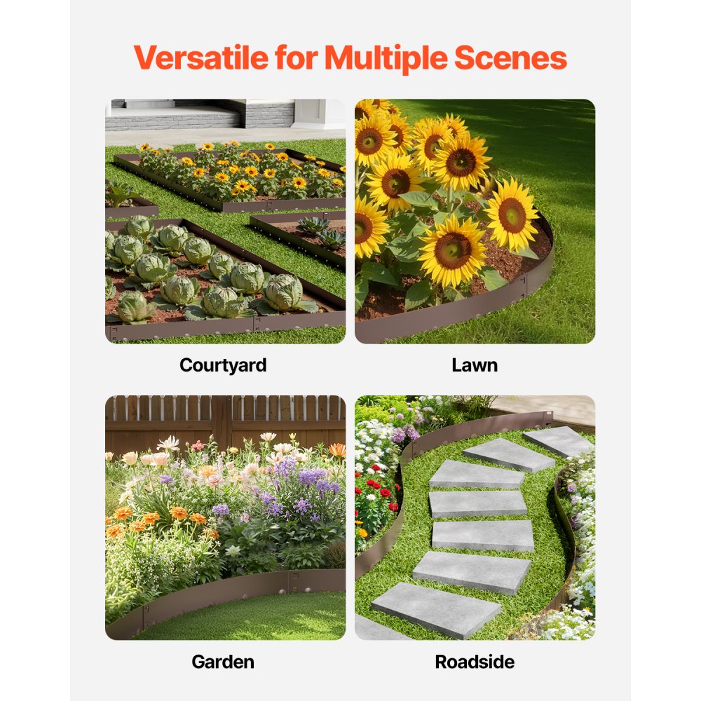 ZY-39X5-5Brown - Flexible Galvanized Steel Landscape Edging for Garden Borders