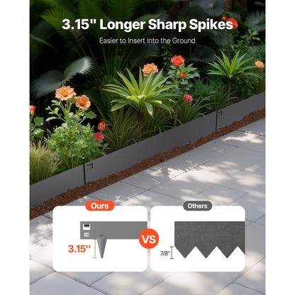 ZY-39X3-5Grey - 39 x 3in Flexible Galvanized Steel Landscape Edging