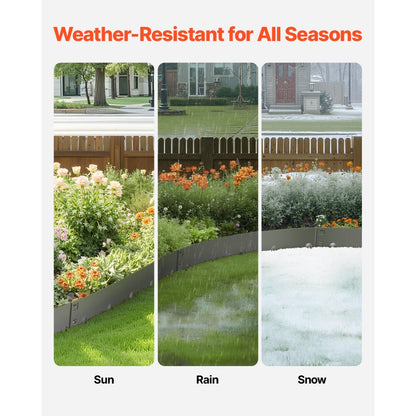 ZY-39X3-5Grey - 39 x 3in Flexible Galvanized Steel Landscape Edging