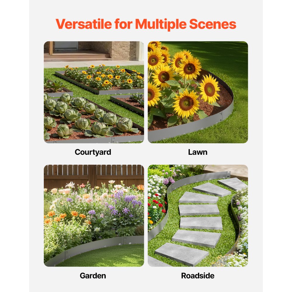 ZY-39X3-5Grey - 39 x 3in Flexible Galvanized Steel Landscape Edging