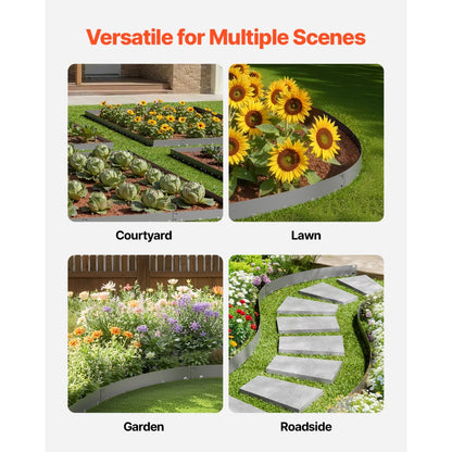 ZY-39X3-5Grey - 39 x 3in Flexible Galvanized Steel Landscape Edging