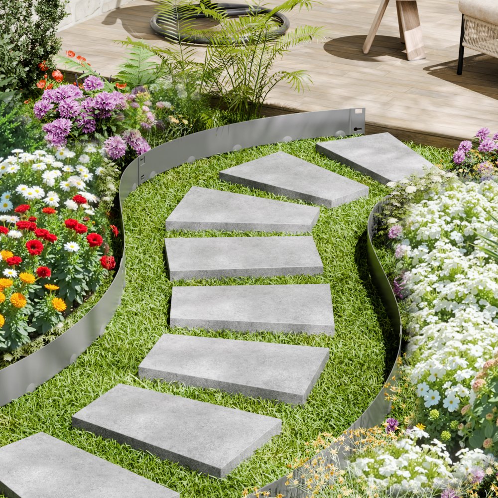 ZY-39X3-5Grey - 39 x 3in Flexible Galvanized Steel Landscape Edging