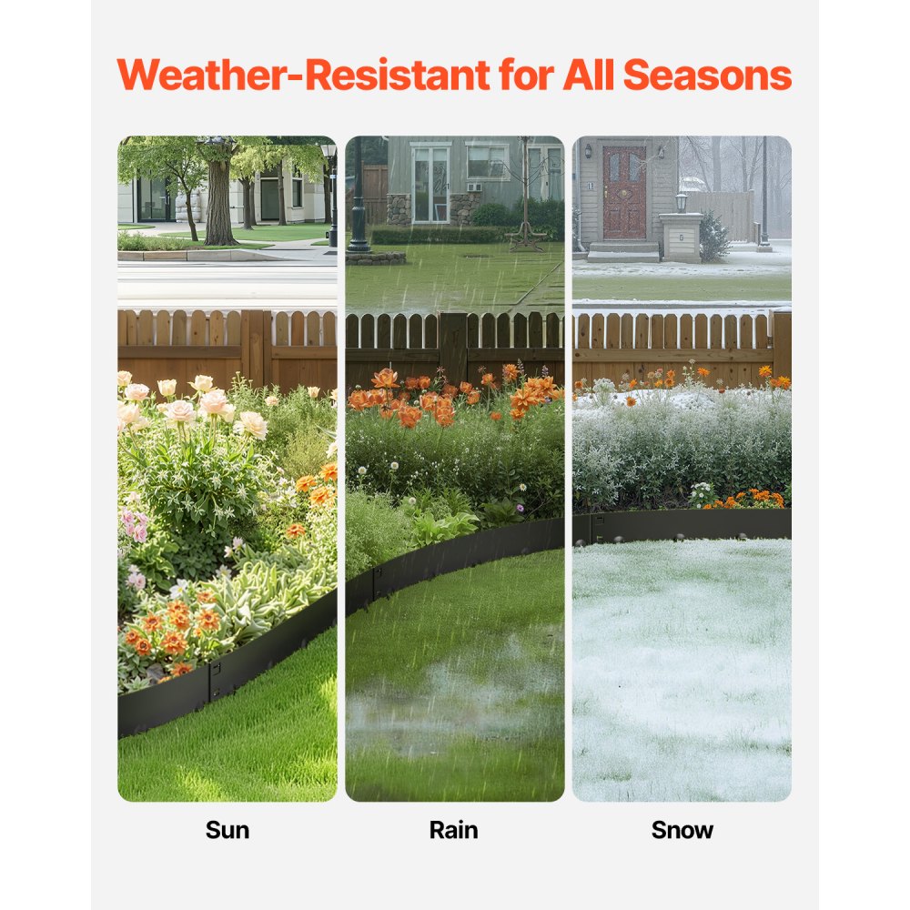 ZY-39X4-5Black - Flexible 39x4in Rust-Resistant Steel Landscape Edging 5-Pack